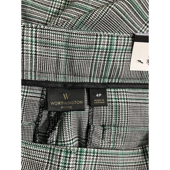 Worthington Womens Plaid Ankle Pants Sz 4 Petite Grey Light Academia Preppy NWT - Picture 3 of 6